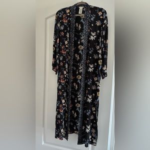 Lucky Brand Floral Open Long Kimono